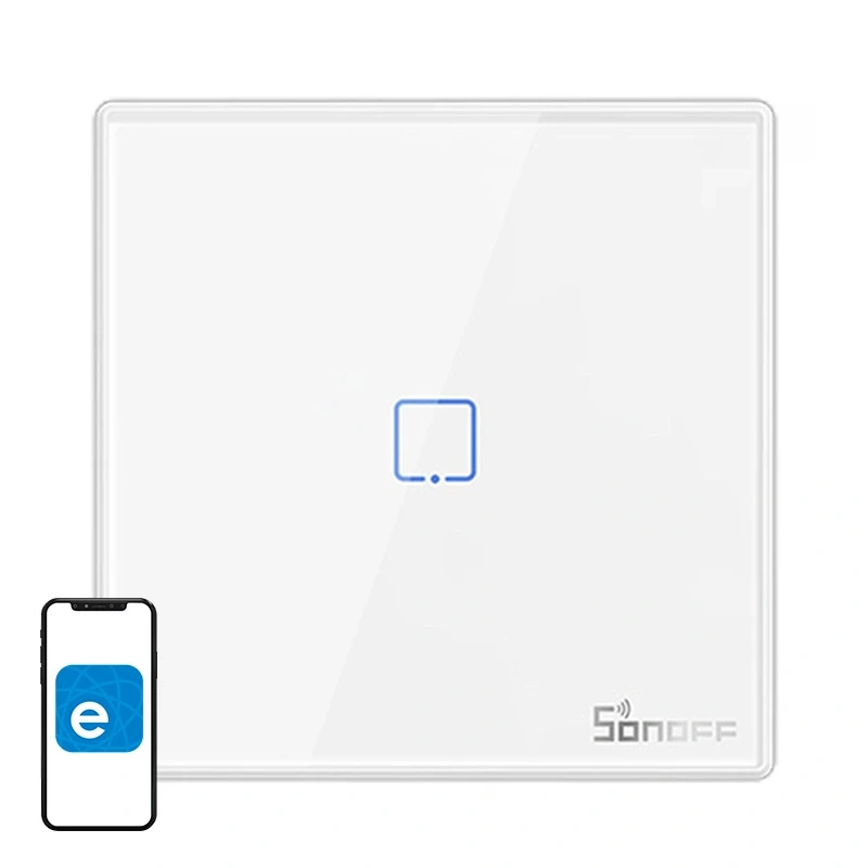 Vieds bezvadu sienas slēdzis Sonoff T2EU1C-RF 433 MHz (1 kanāls)