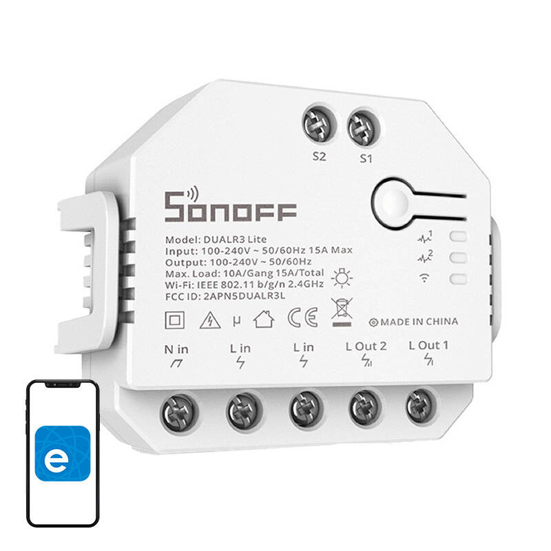 Vieds Wi-Fi slēdzis WiFi Sonoff Dual R3 Lite