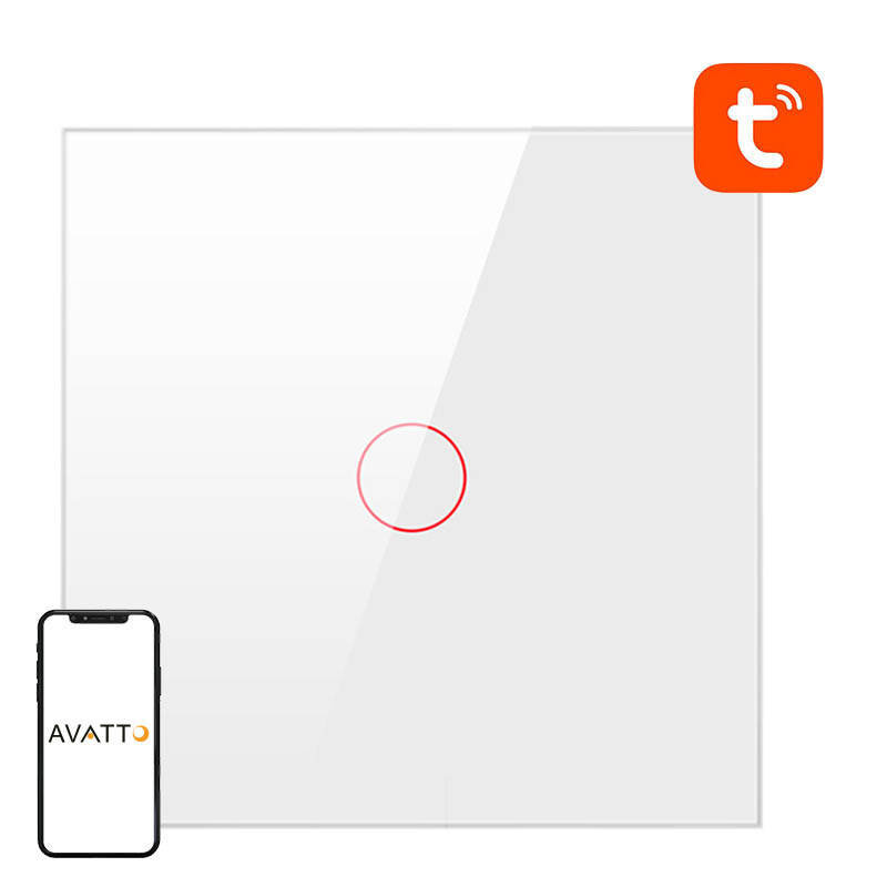 Viedais gaismas slēdzis ar WiFi Avatto TS02-EU-W1, 1 kanāls, TUYA (balts)