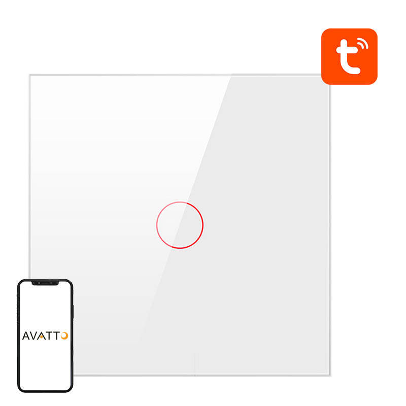 Vieds gaismas slēdzis ZigBee Avatto ZTS02-EU-W1 1 kanāls TUYA (balts)