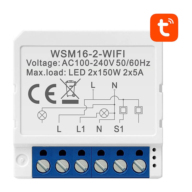 Viedais slēdža modulis WiFi Avatto WSM16-W2 TUYA