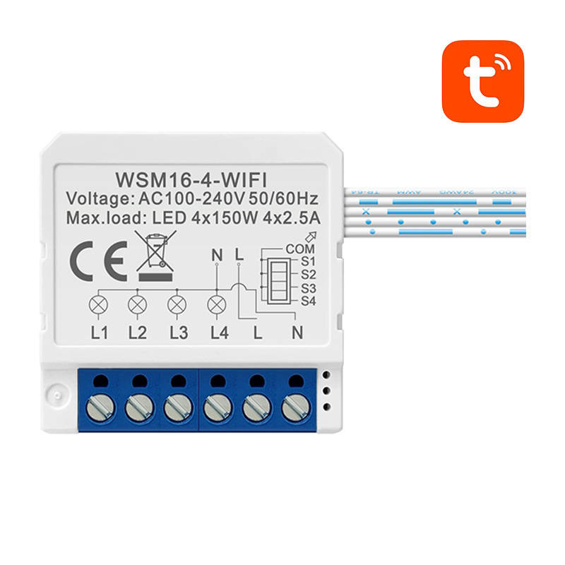Viedais slēdža modulis WiFi Avatto WSM16-W4 TUYA