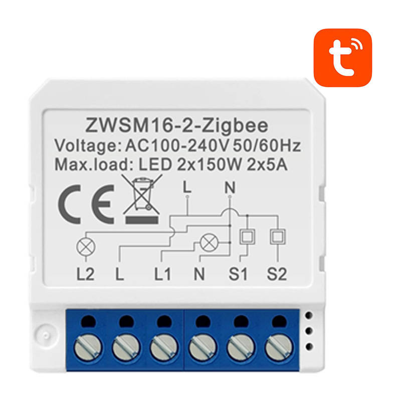 Viedais slēdzis ZigBee Avatto ZWSM16-W2 TUYA