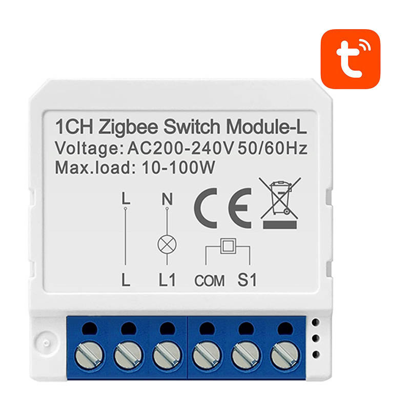 Vieds slēdzis ZigBee Avatto LZWSM16-W1 bez neitrāla vadu TUYA