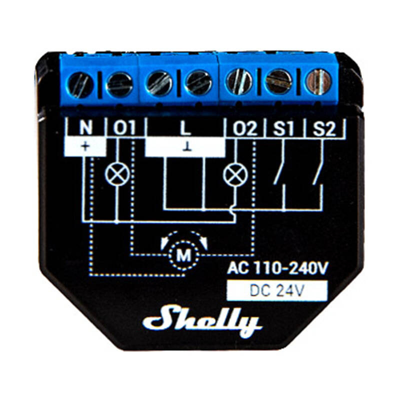 Shelly PLUS 2PM 2-kanālu kontrolieris ar jaudas mērīšanu, WiFi/Bluetooth