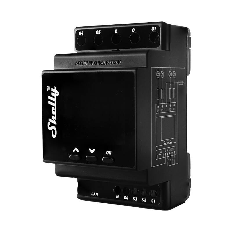 Shelly Pro 4PM DIN sliedes 4-kanālu relejs, WiFi (jaudas mērīšana)
