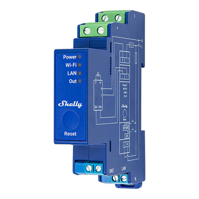 Shelly Pro Dimmer 0/1–10 V PM apgaismojuma kontrolieris, WiFi/Bluetooth