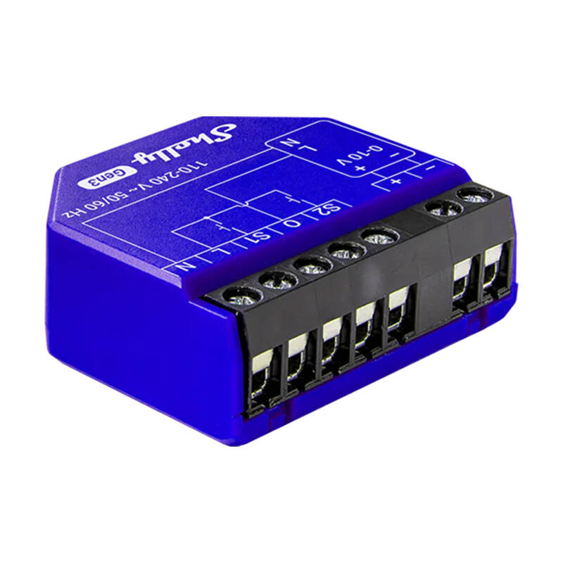 Shelly PM Gen3 Drimmer apgaismojuma kontrolieris 0/1–10 V, WiFi/Bluetooth