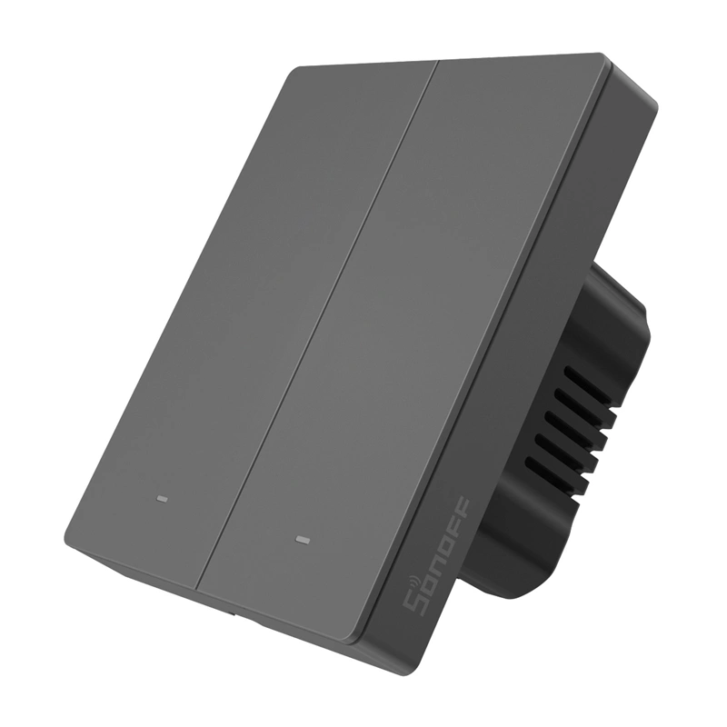 Vieds WiFi sienas slēdzis SONOFF M5-2C-80 (2 kanāli, rāmim, grafīta krāsā)