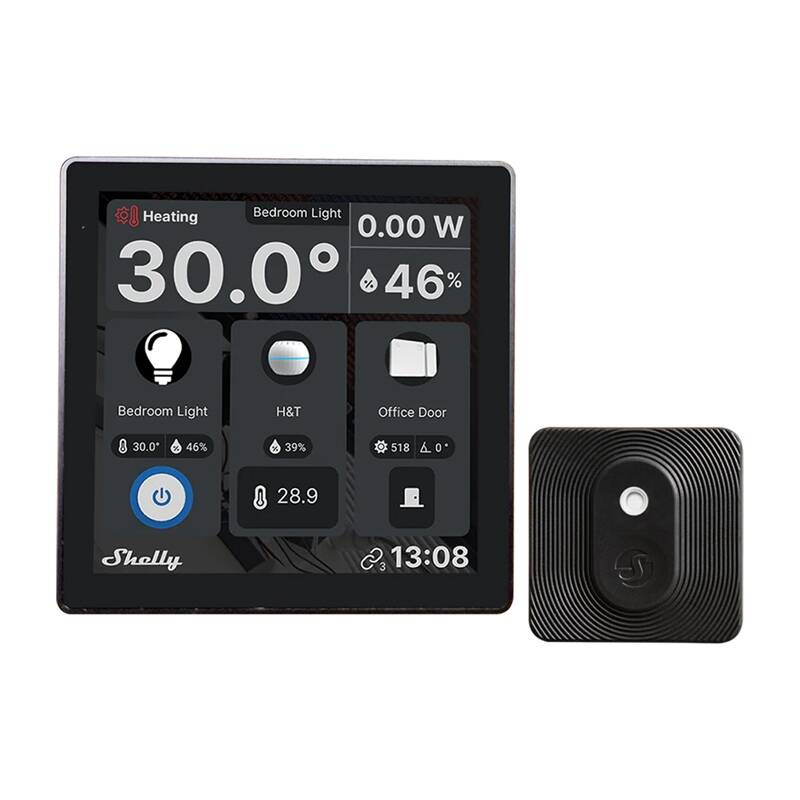 Shelly Wall Display WiFi/BLU (melns) + BLU H&T (melns) komplekts